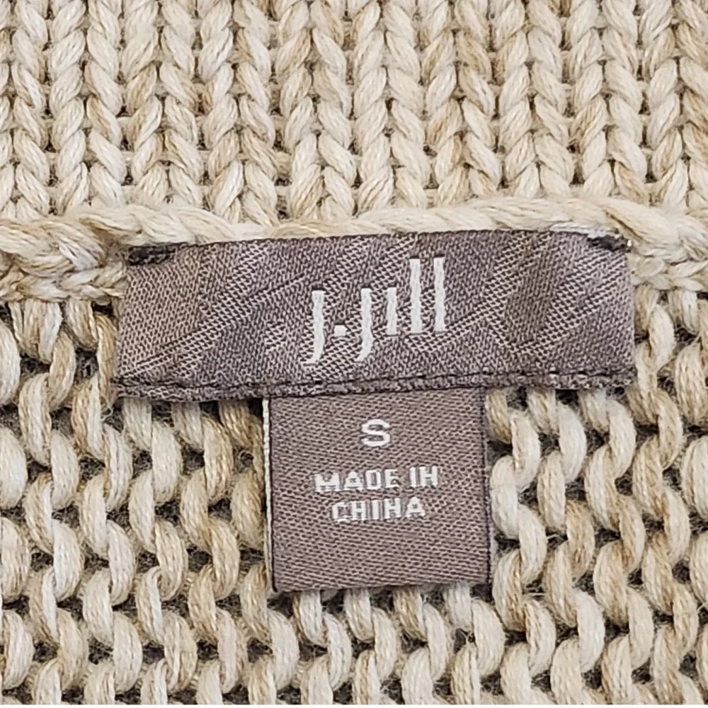 J Jill Pure Cardigan Sweater Womens Size Small Short Sleeve Cotton‎ Knit Beige